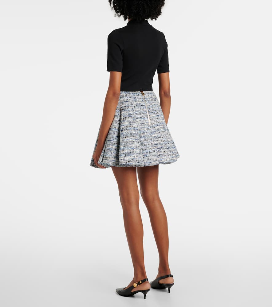 Space-dyed cotton-blend miniskirt