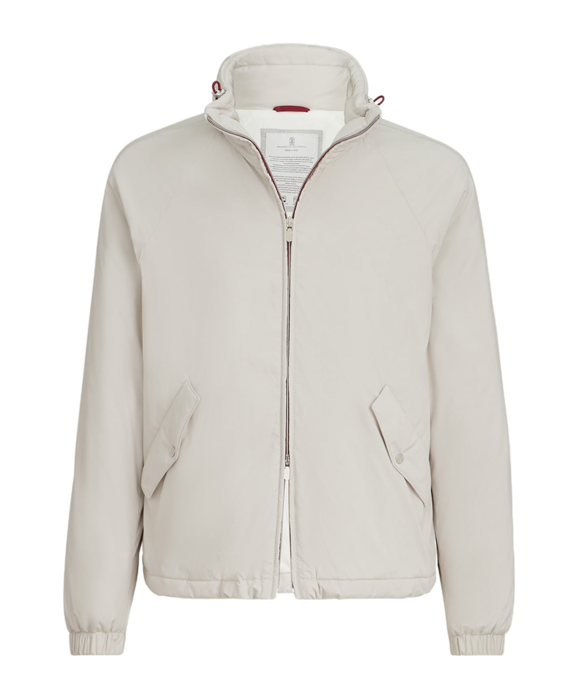 Lightweight nylon outerwear jacket with packable hood