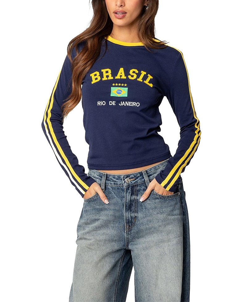 Brasil Embroidered Long Sleeve T Shirt