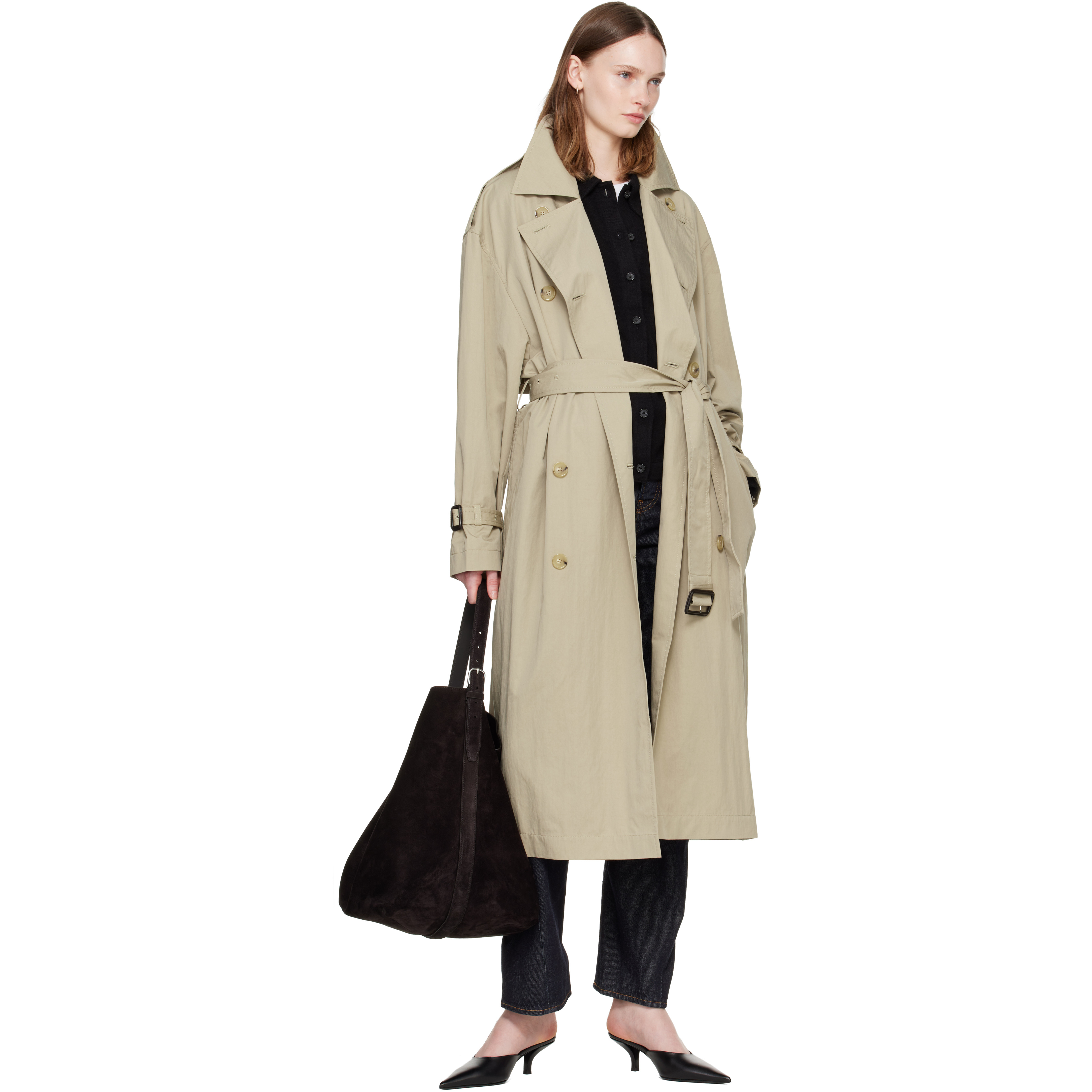 Beige Crisp Summer Trench Coat