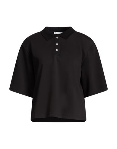 Woman Polo shirt Black Size XL Cotton, Elastane