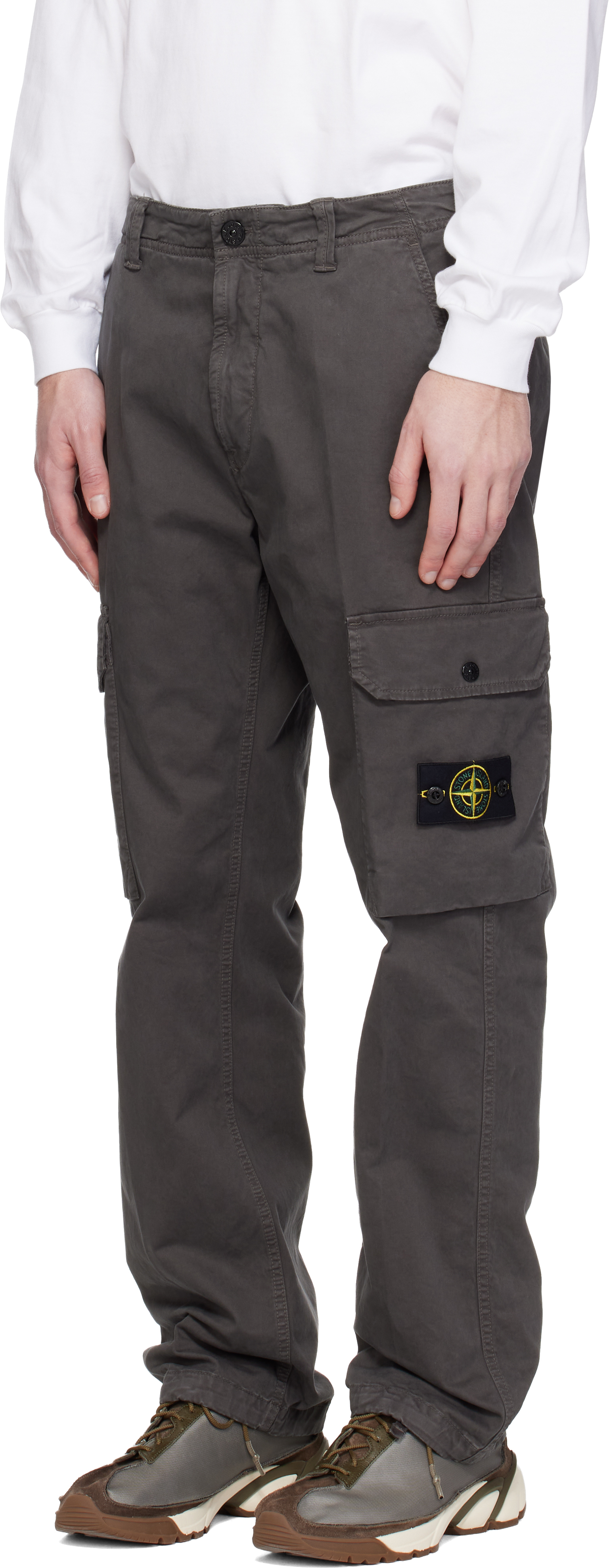 Gray 3100011 Organic Broken Twill Old Effect Cargo Pants