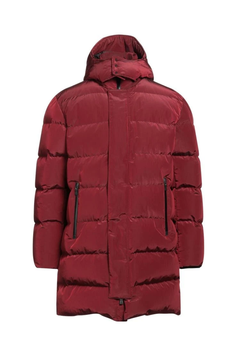 Long Laminar Down Down Jacket — Red
