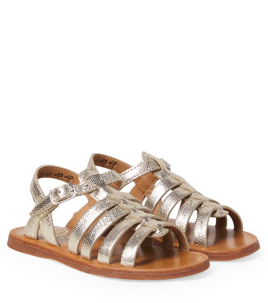Plagette Strap metallic leather sandals
