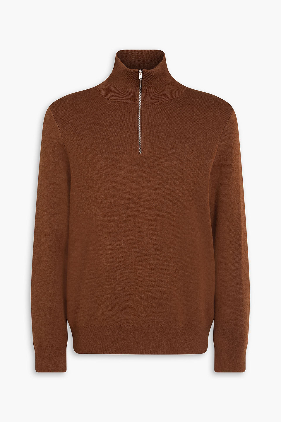 Knitted half-zip sweater - Brown - XS