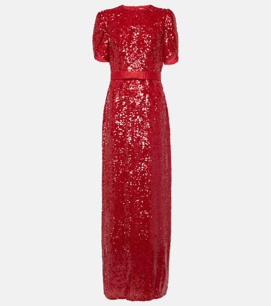 Bow-detail sequined maxi dress