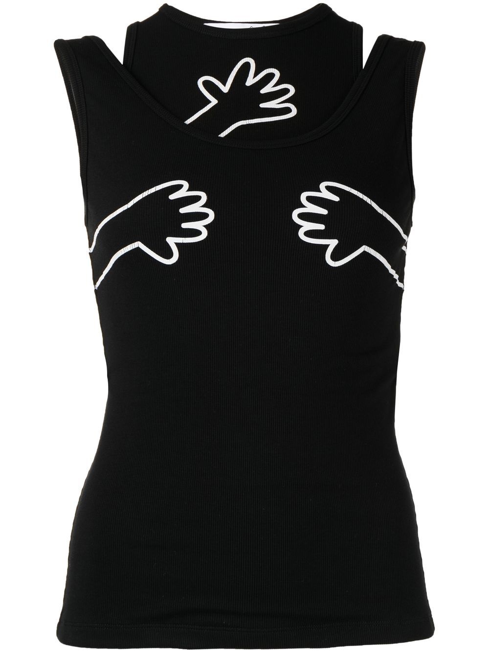 Graphic-print cut-out tank - Black