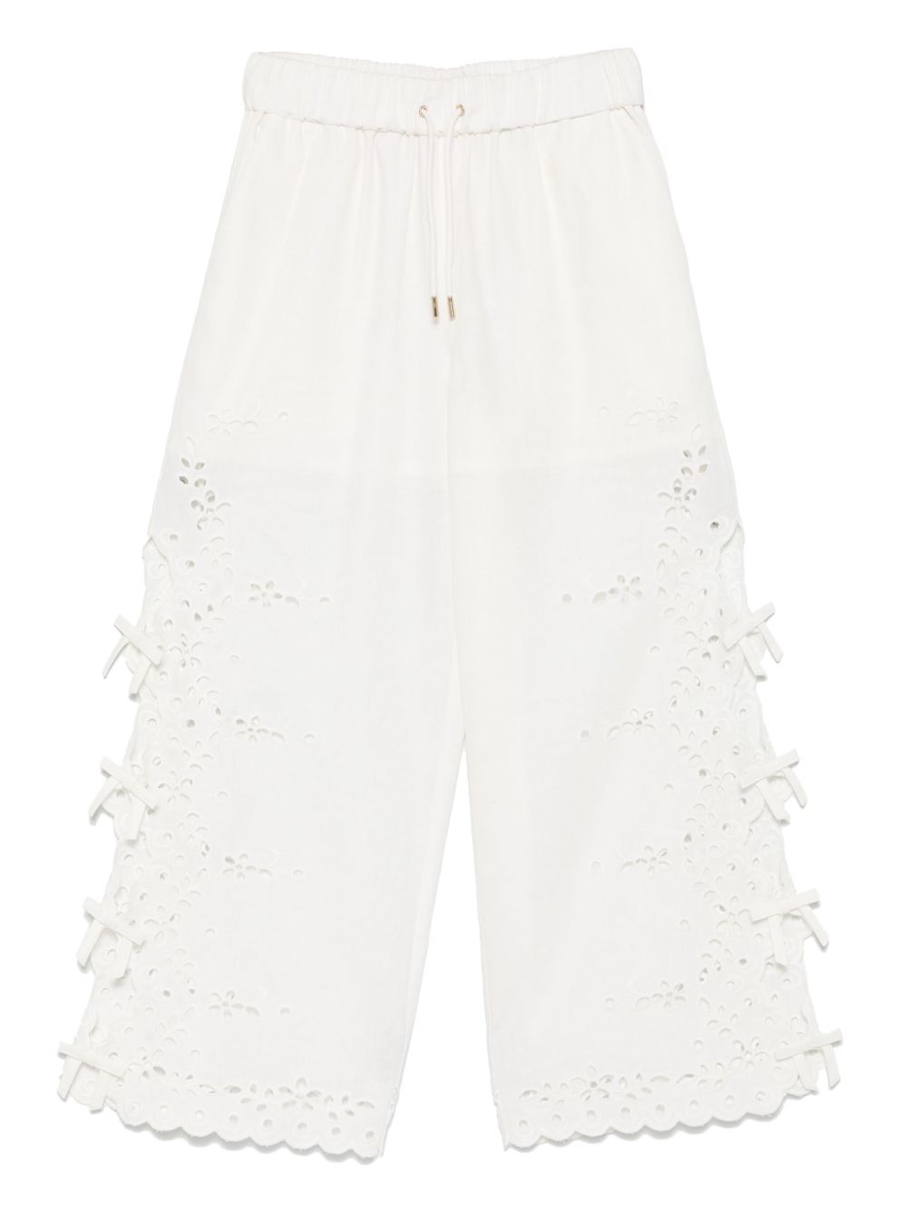 Self-Portrait embroidered trousers - White