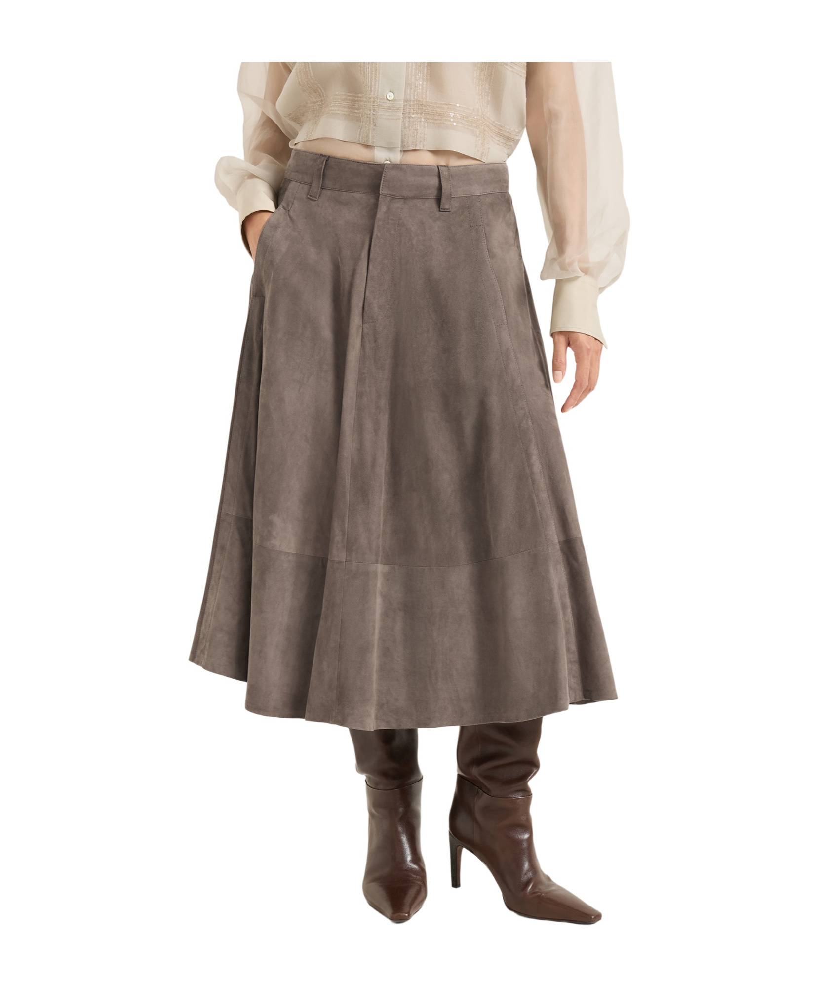 Suede midi Skirt