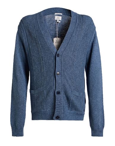 Man Cardigan Navy Size L Cotton, Linen