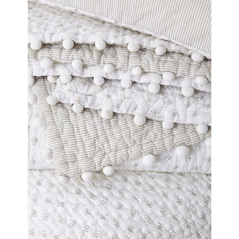 White/grey Brittany Dot-print Large Square Cotton Cushion 60cm X