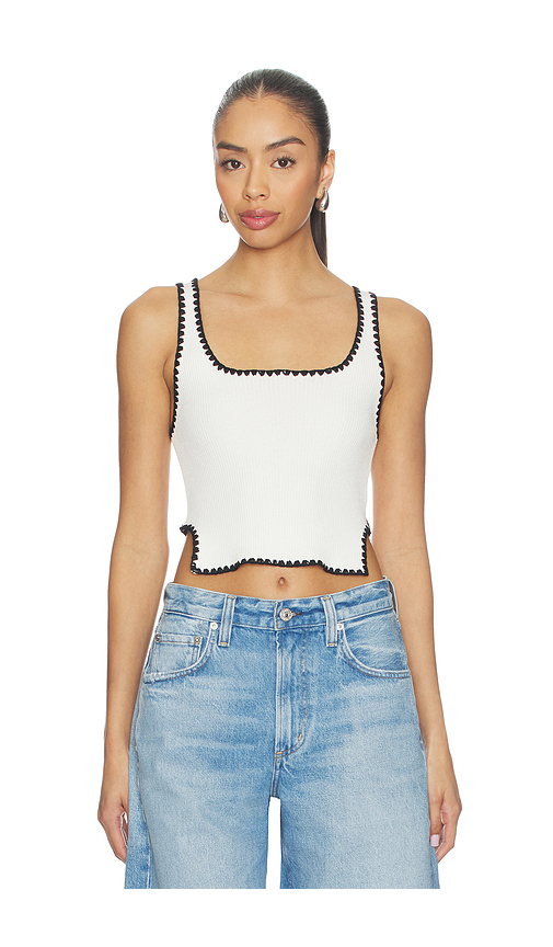 One Teaspoon Knitted Scallop Tank Top in Cream. XS. Also in L, M, S