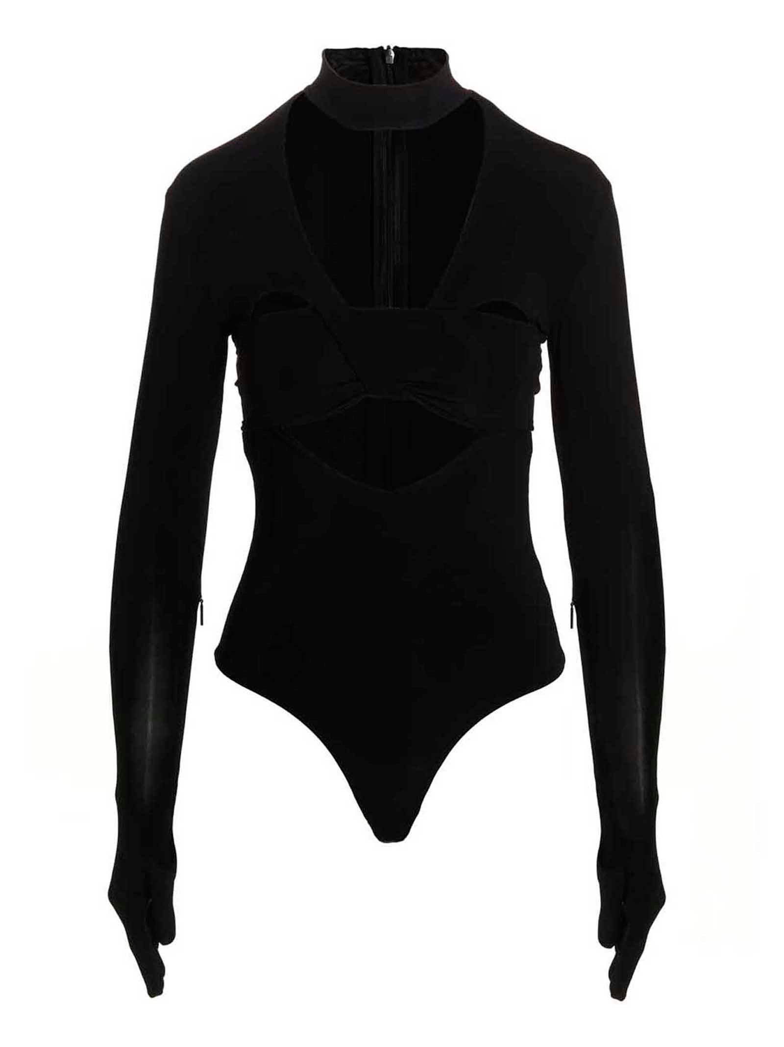 Heart-Cut Viscose Bodysuit — Black