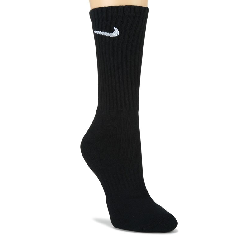 Men's 6 Pack Large Everyday Cushioned Crew Socks (Black/White)
