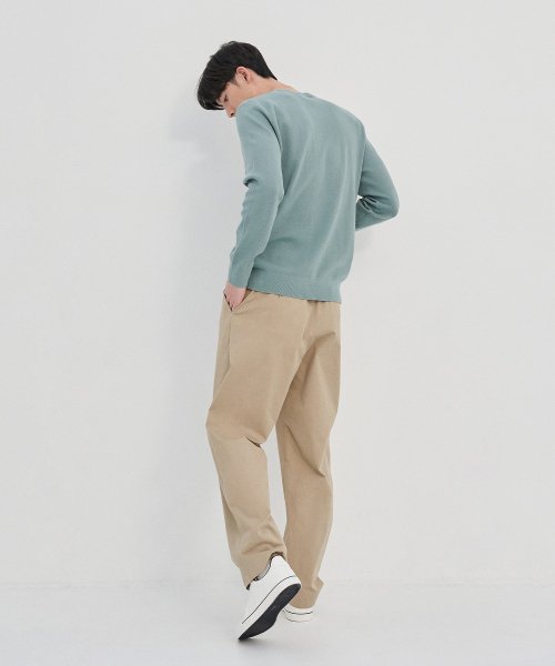 UNI Supima Semi-Oversized Round Neck Knit Mint LWKT2101