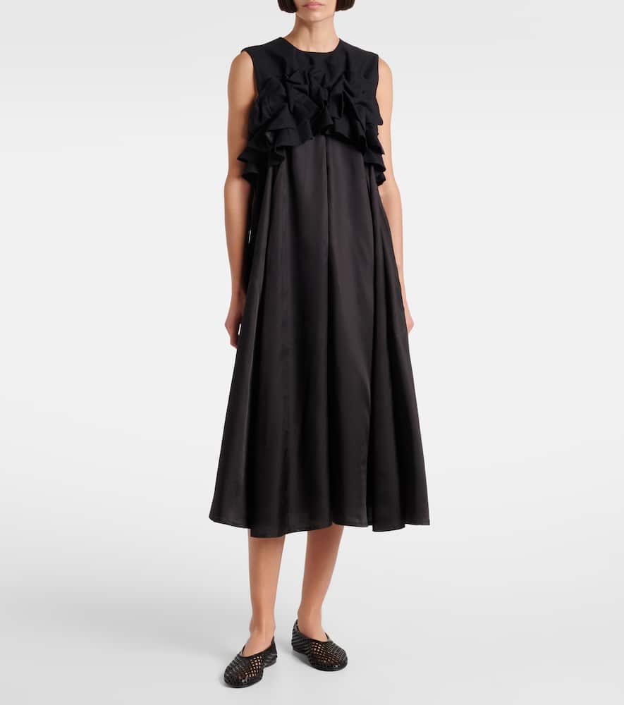 Ruffled wool midi dress