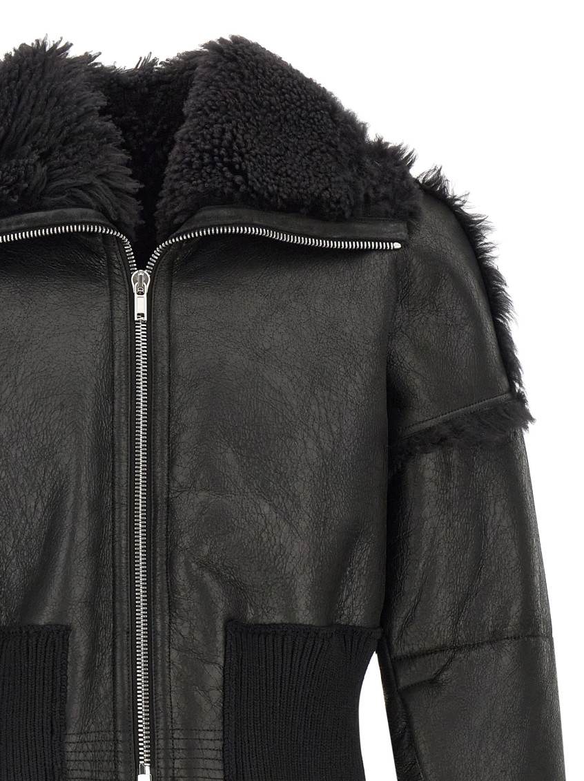 Rick Owens - cropped shearling collar bomber coat