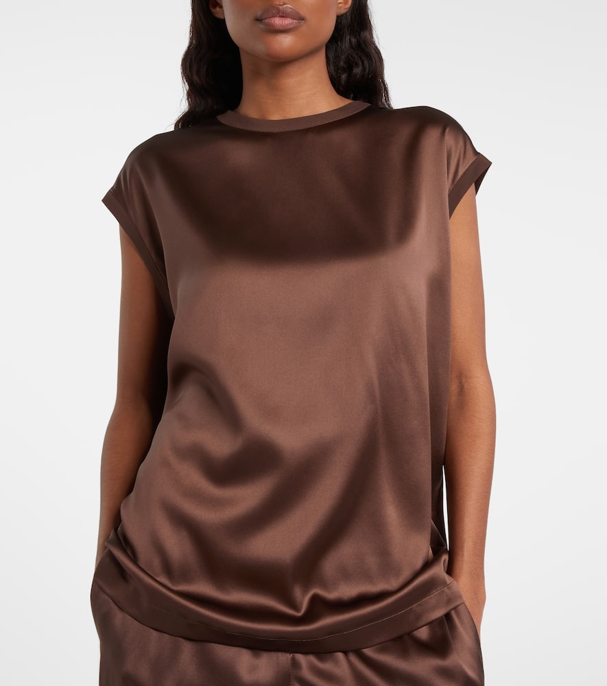 Silk-blend satin top