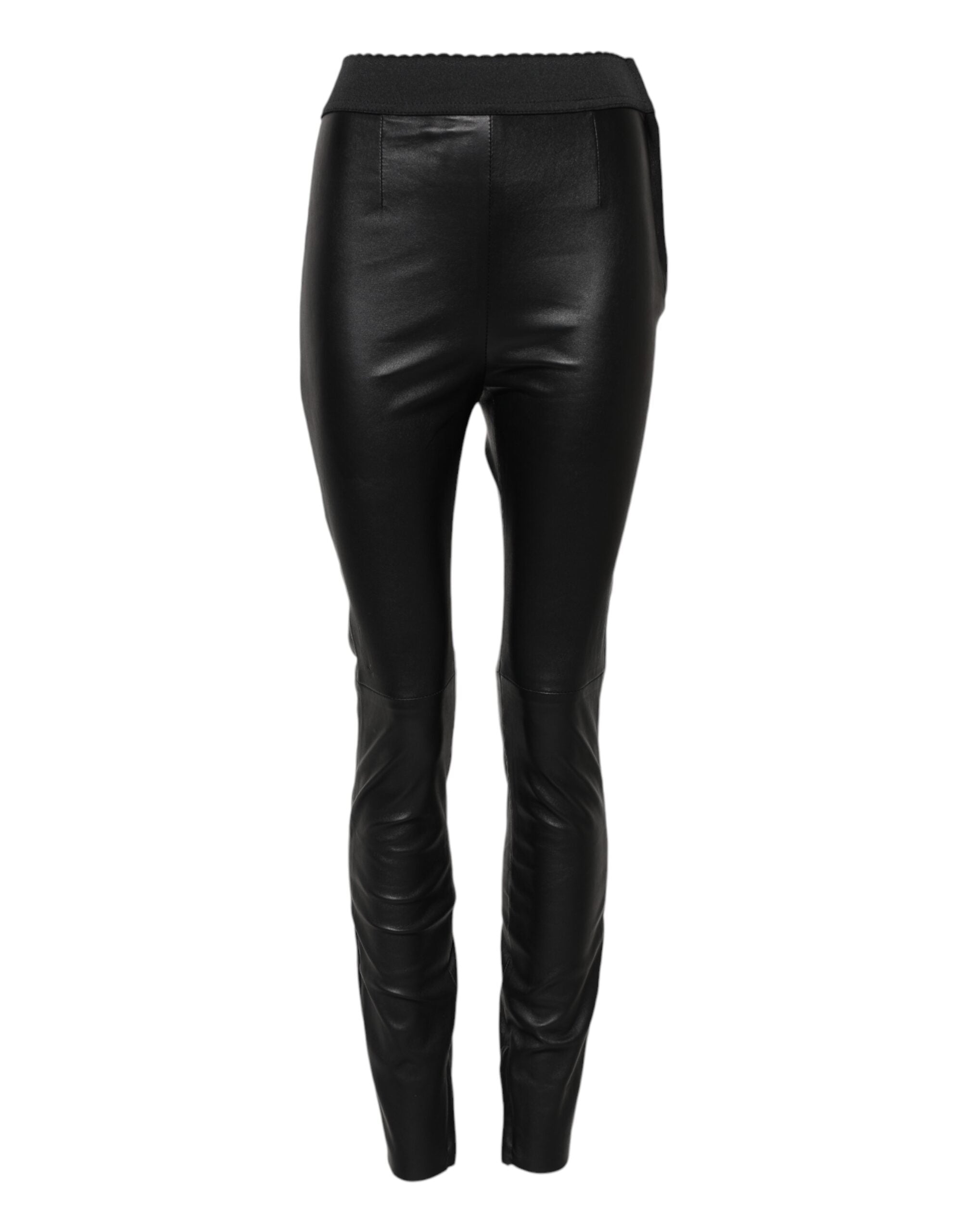 Lambskin Leather Leggings — Black