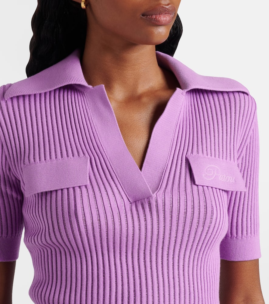 Ribbed-knit cotton polo shirt
