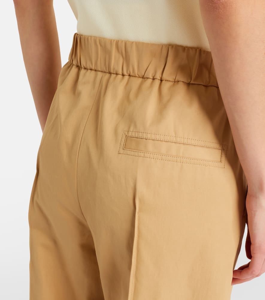 Cotton drill wide-leg pants