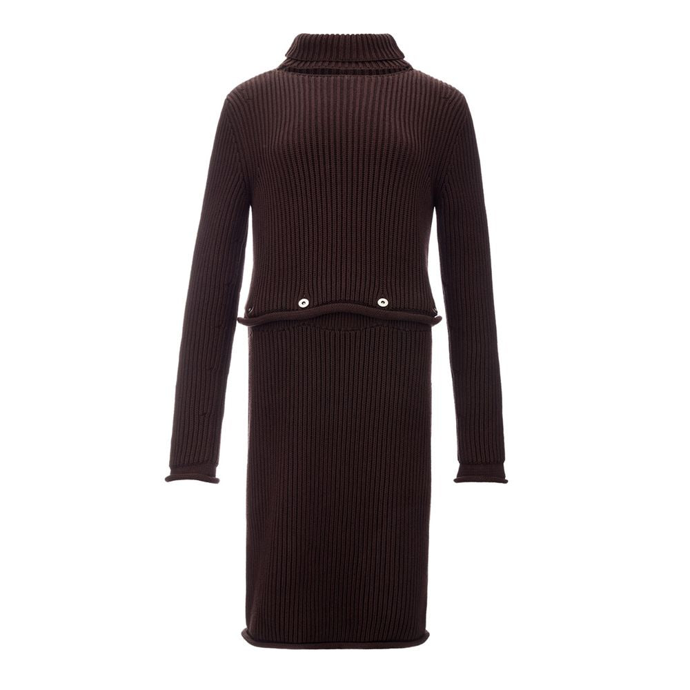 Ribbed Knit Cotton Tunic — Brown