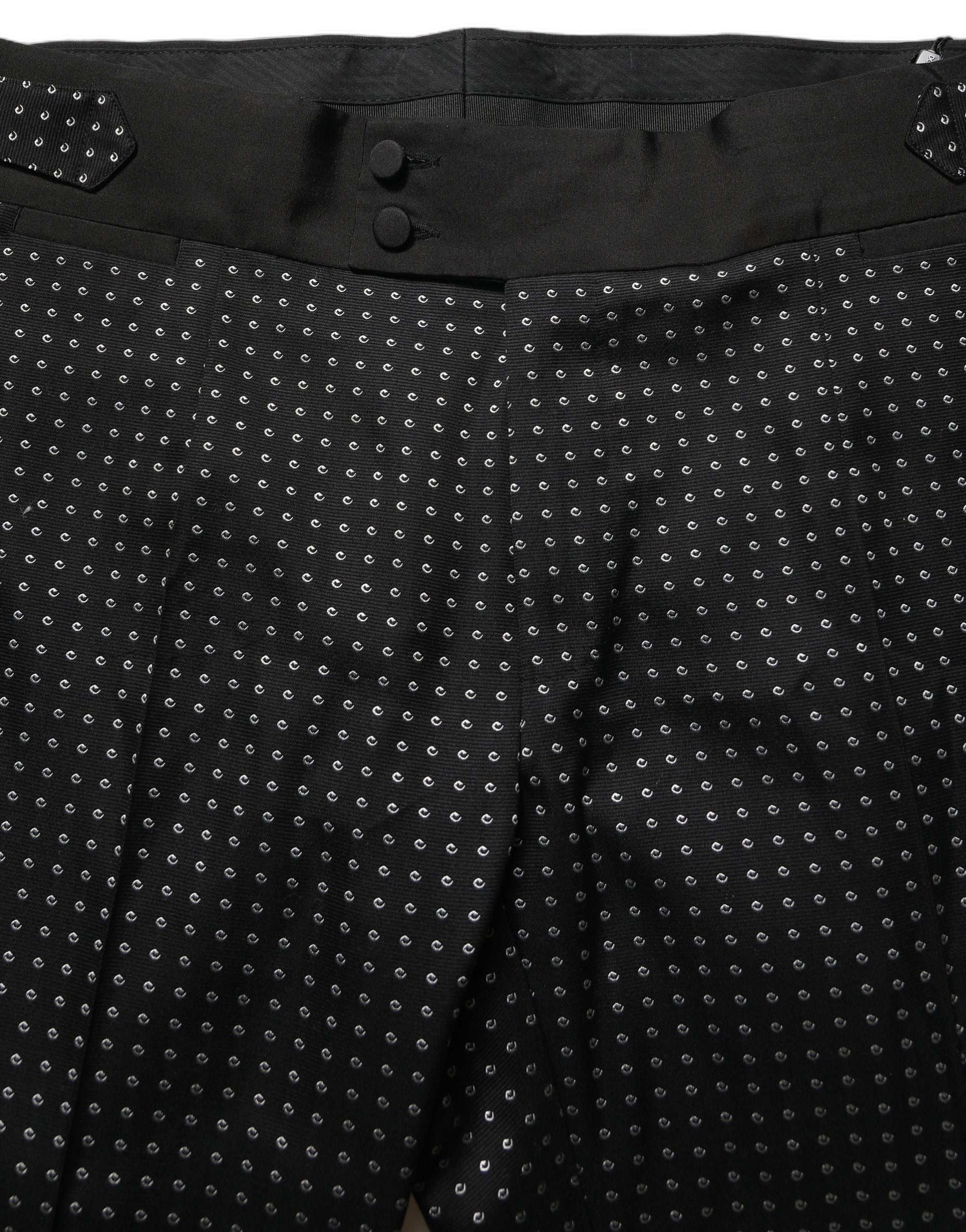 Polka-Dot Jacquard Trousers — Black