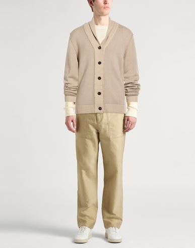 Man Cardigan Khaki Size XXL Virgin Wool
