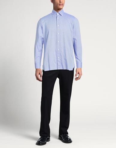 Man Shirt Azure Size 15 Cotton