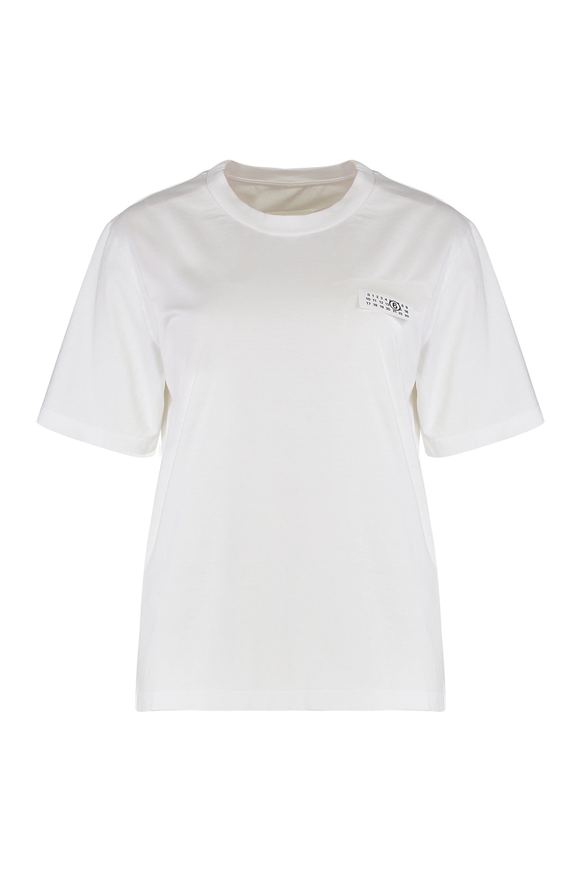 ? no-edit: Crew Neck Cotton T-Shirt with Makeshift Patch Detail