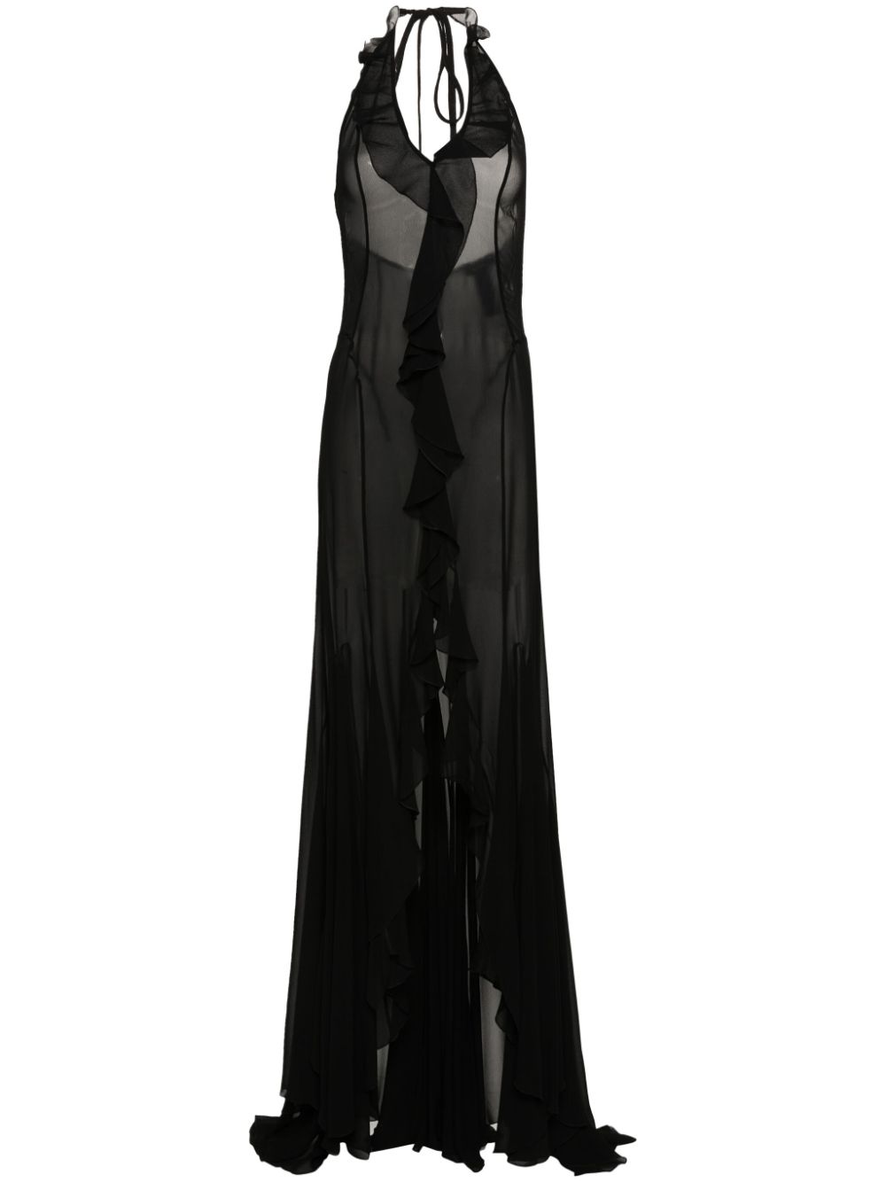 Semi-sheer maxi dress - Black