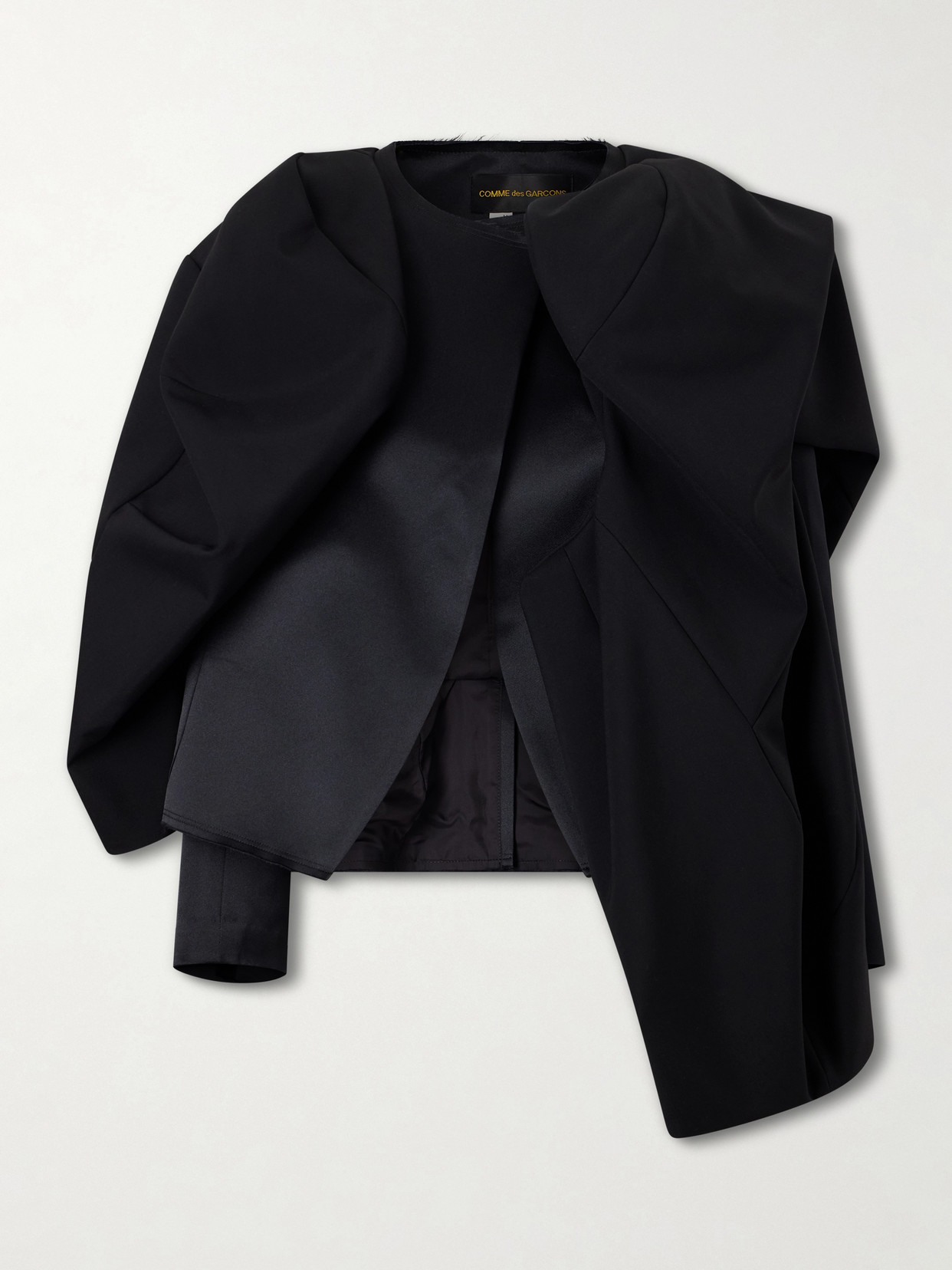 Wool And Satin-trimmed Crepe Jacket - Black
