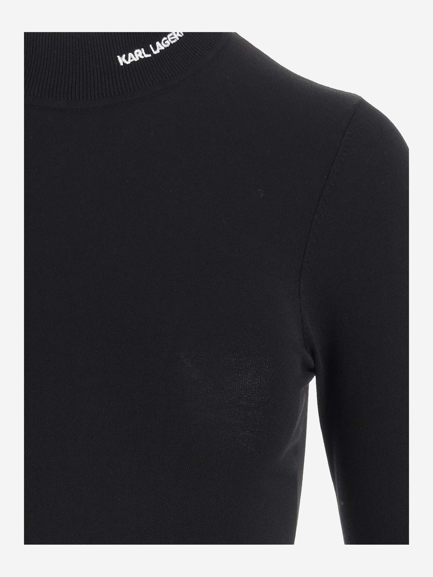 Logo-embroidered roll-neck jumper - Black