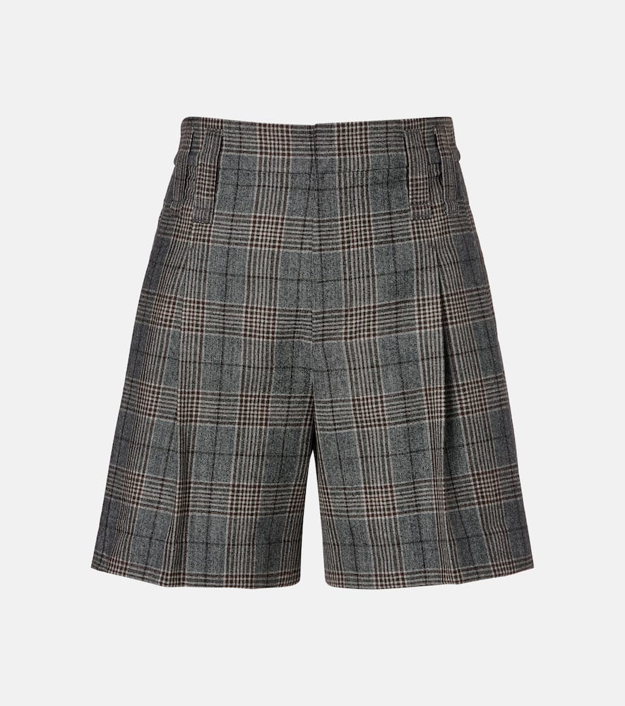 Checked virgin wool shorts