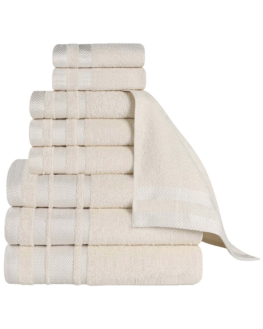 9pc Zero Twist Cotton Dobby Border Plush Soft Absorbent Towel Set