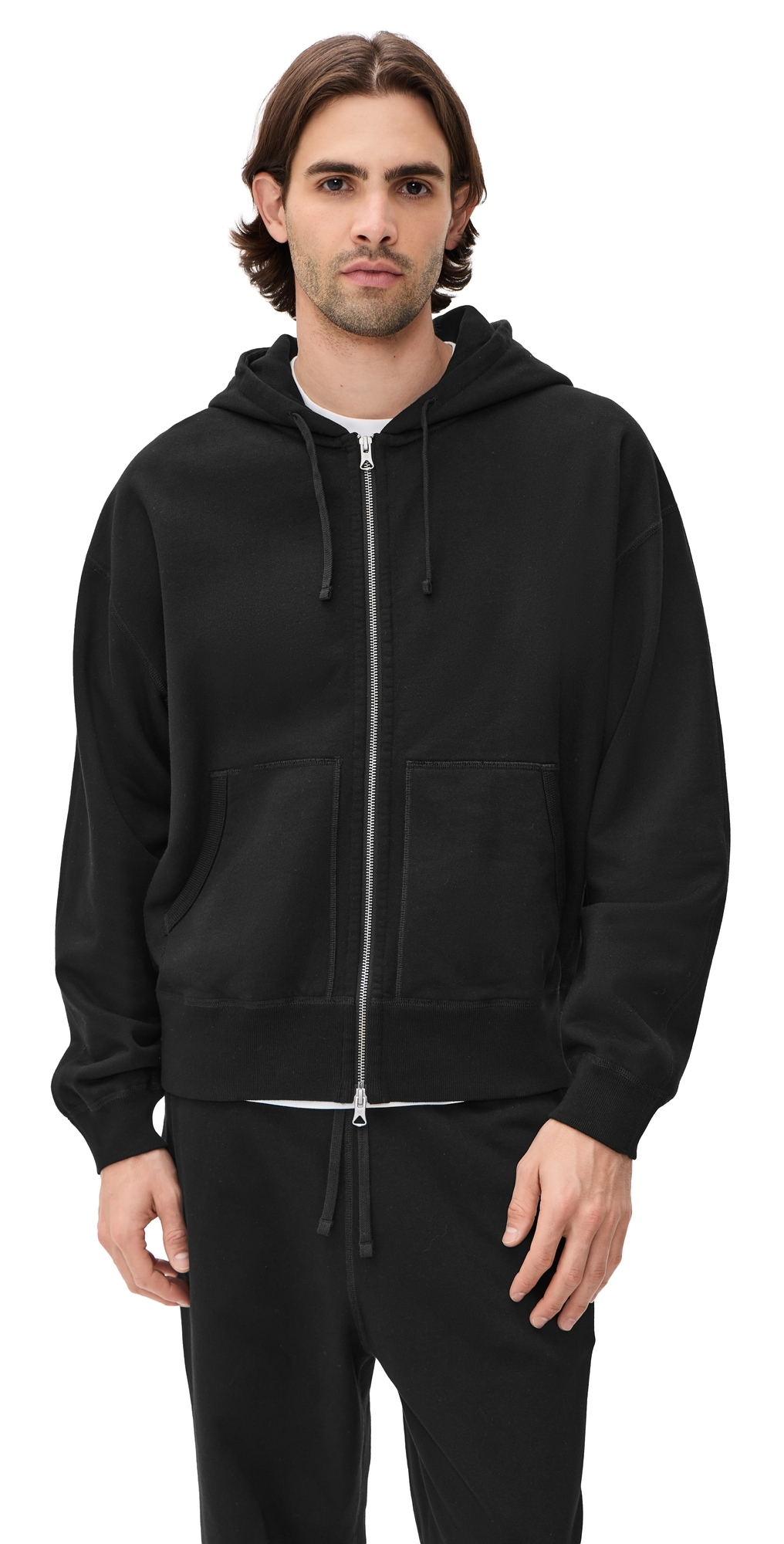 Relaxed Zip Hoodie Black
