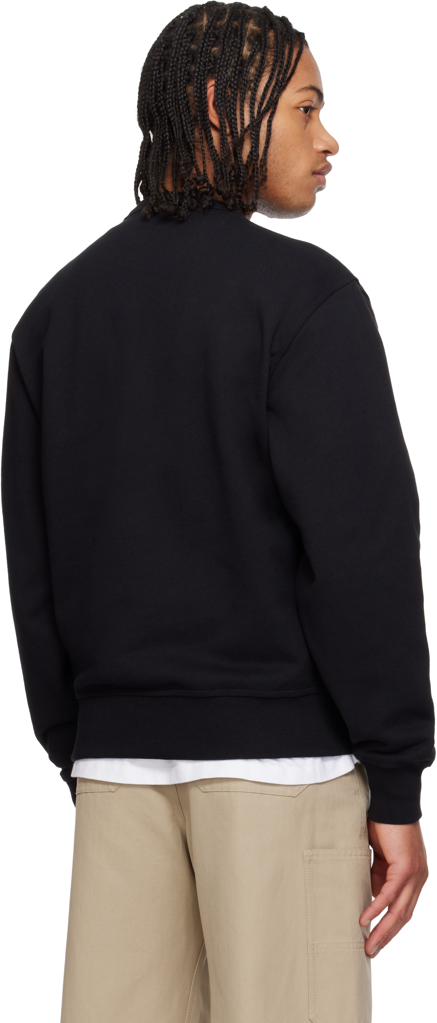 Black Check Label Cotton Hoodie