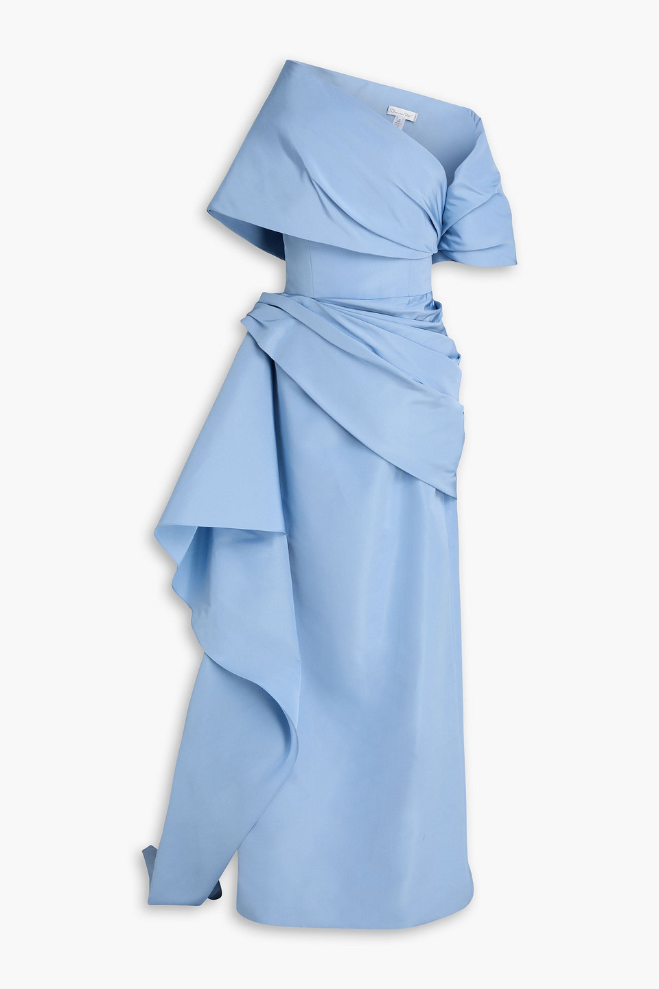 Strapless draped satin gown - Blue - US 10