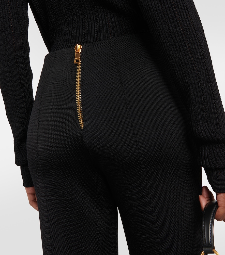 High-rise flared knit pants