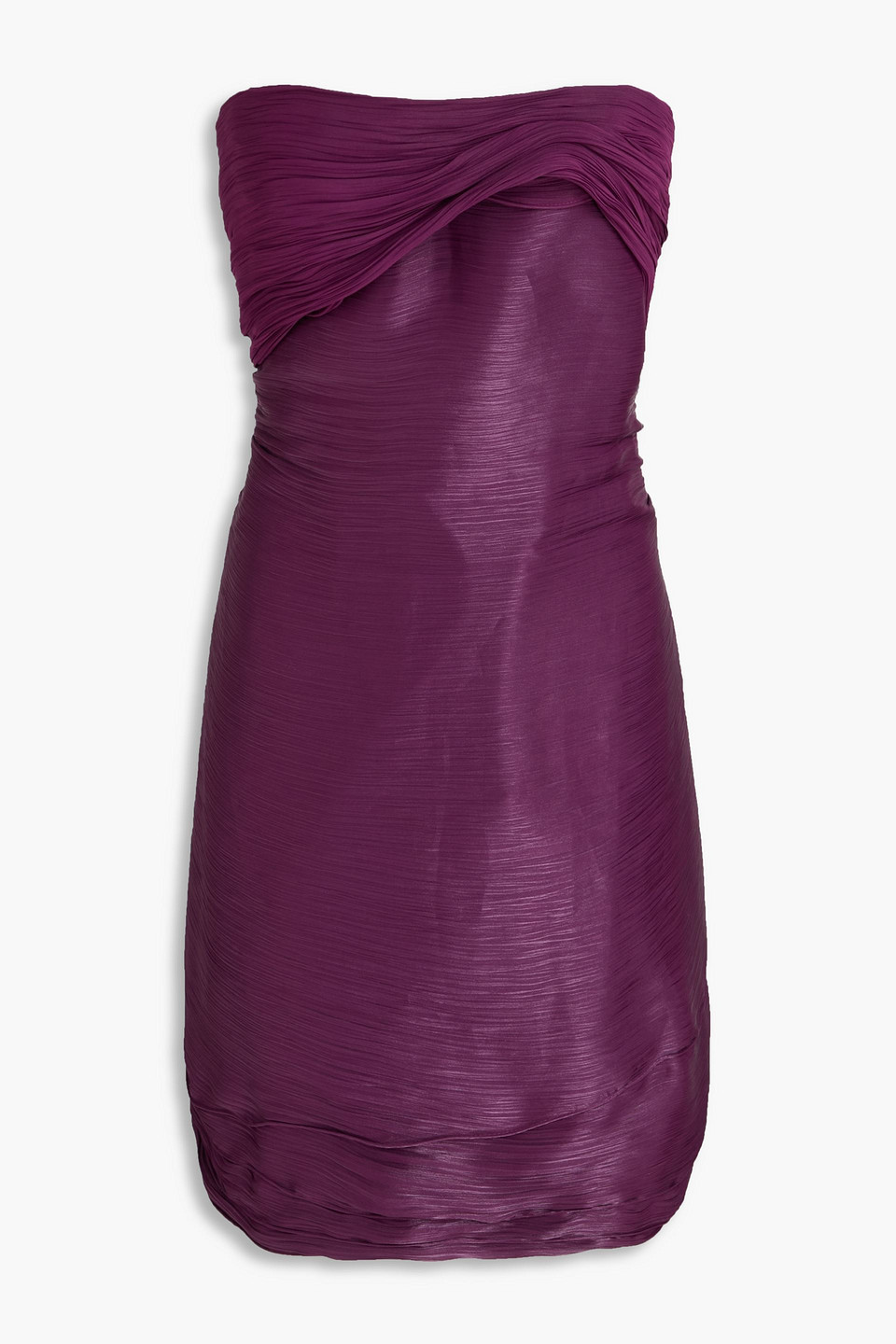 Strapless plissé-georgette mini dress - Purple - FR 36