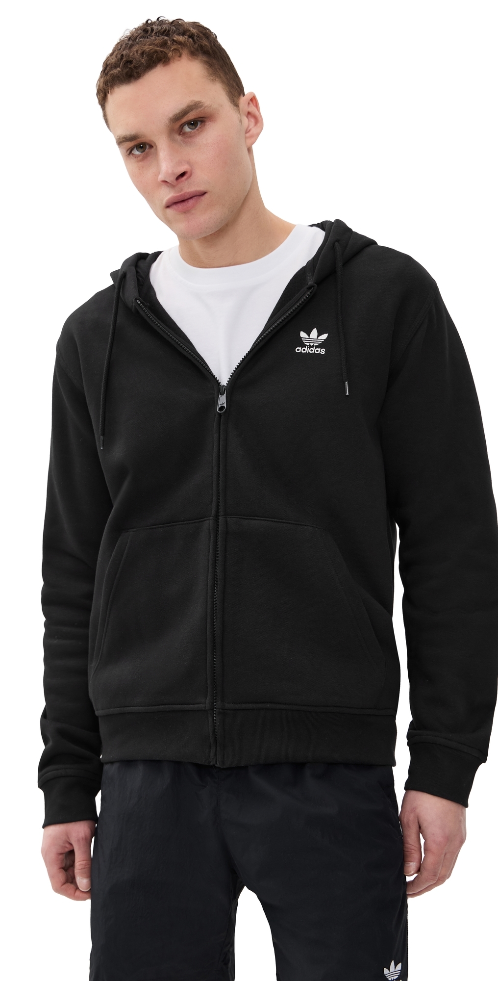 Trefoil Essentials Full Zip Hoodie Black