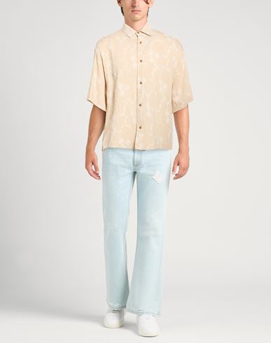 Man Shirt Beige Size S Viscose, Nylon