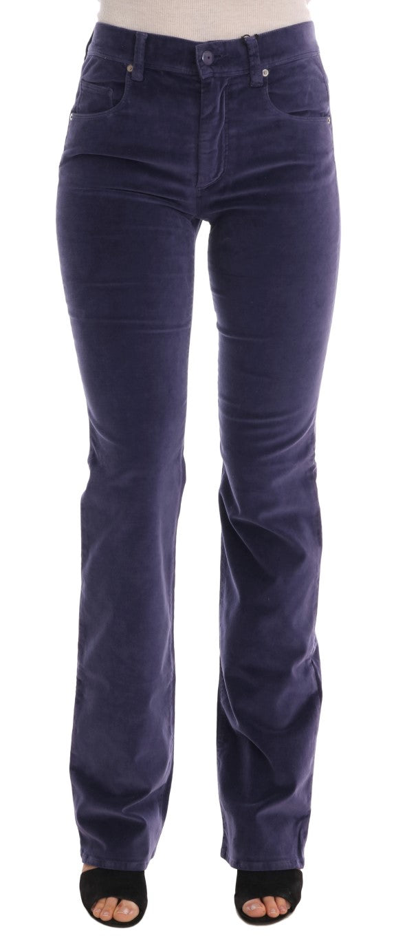 Corduroy Stretch Bootcut Trousers — Purple