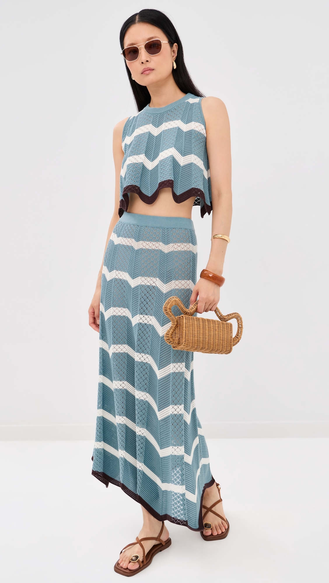 Chevron Skirt Multicolor Black/Blue/Ecru