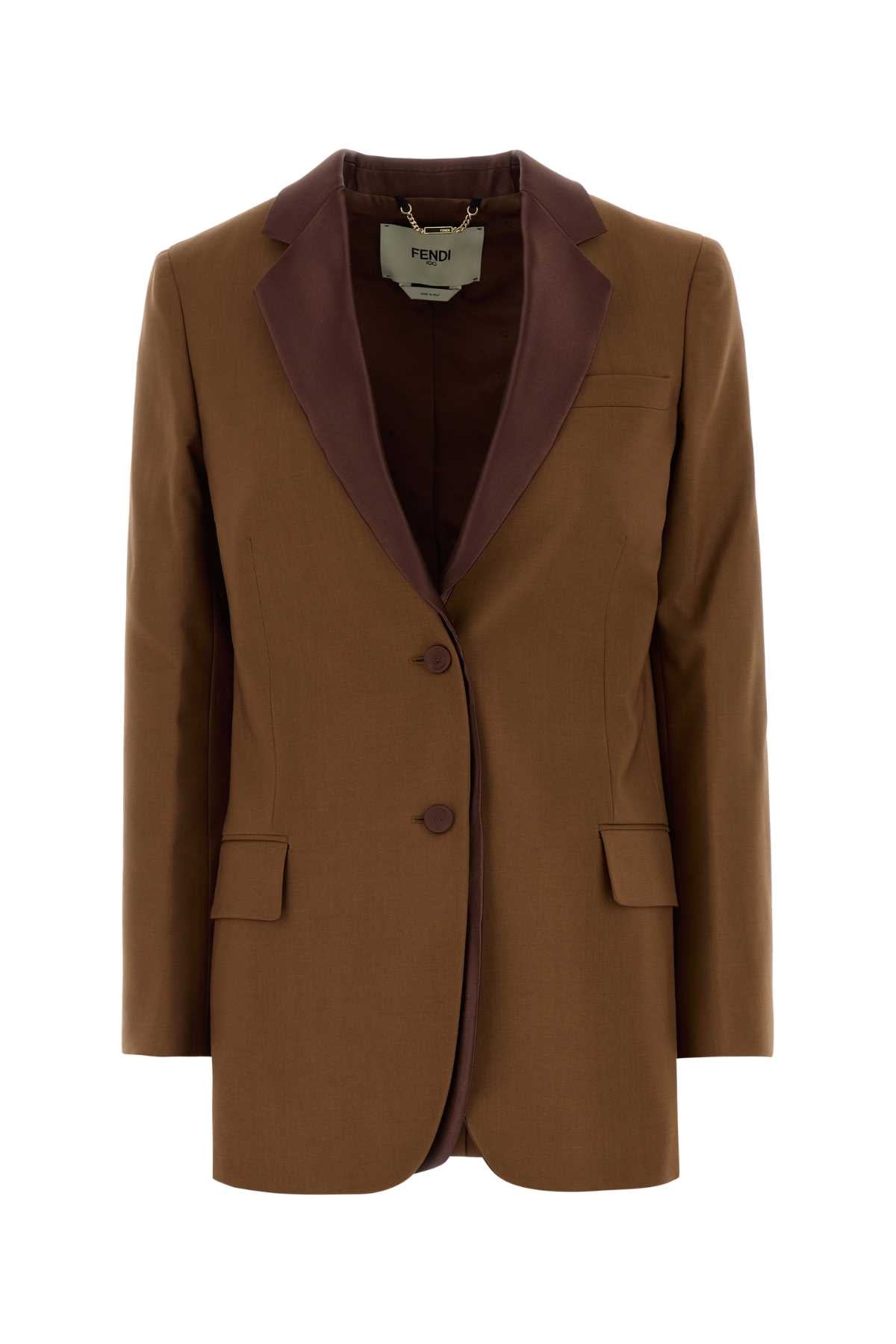Wool-Mohair Blazer — Brown