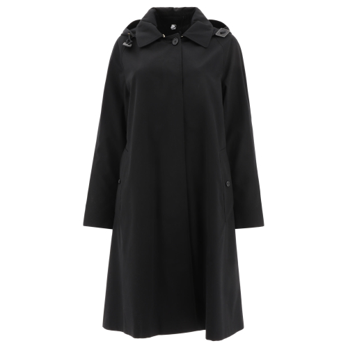 Gabardine hooded car coat - Black