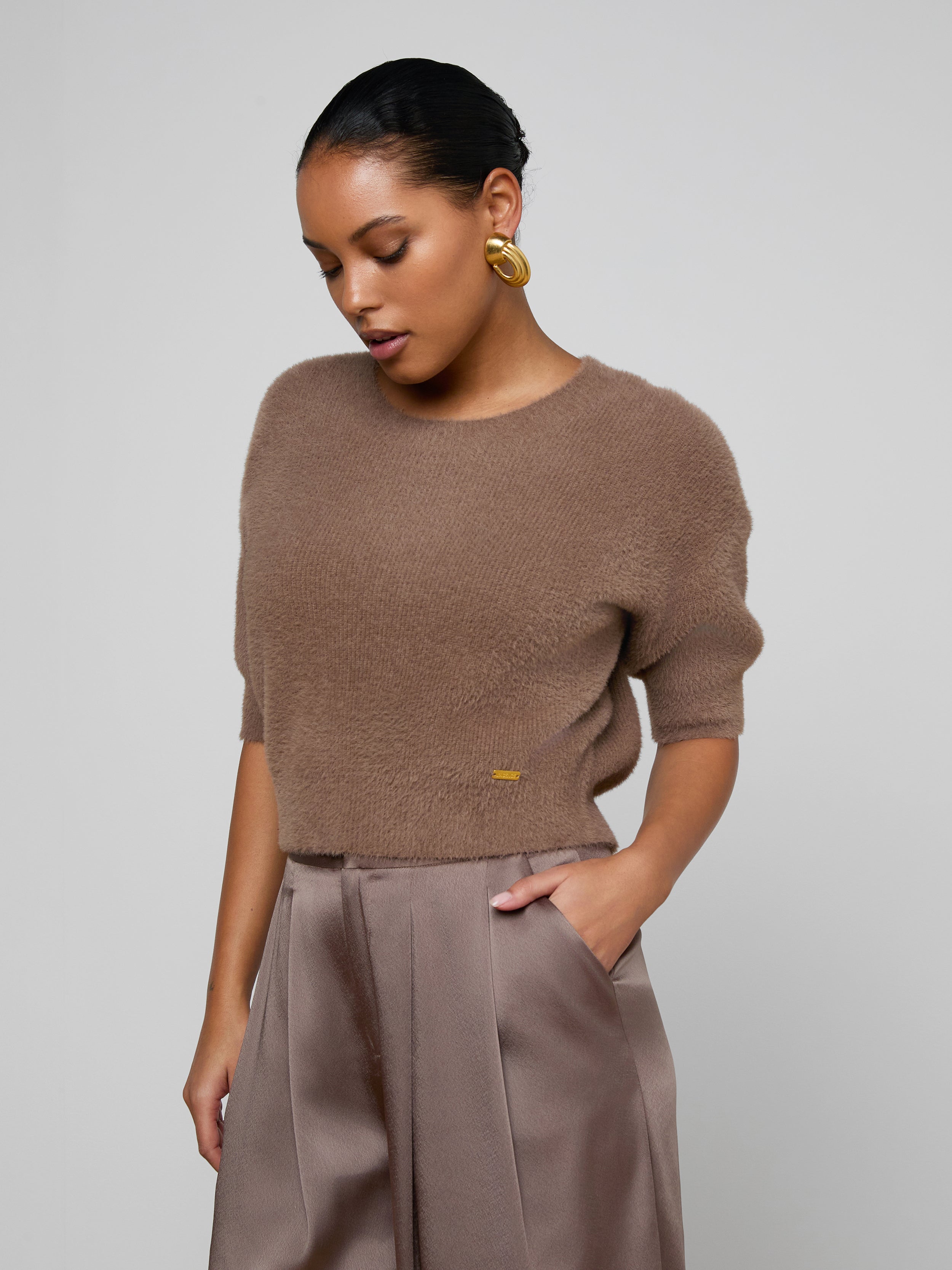 Guinevere Cropped Pullover In Cardamom