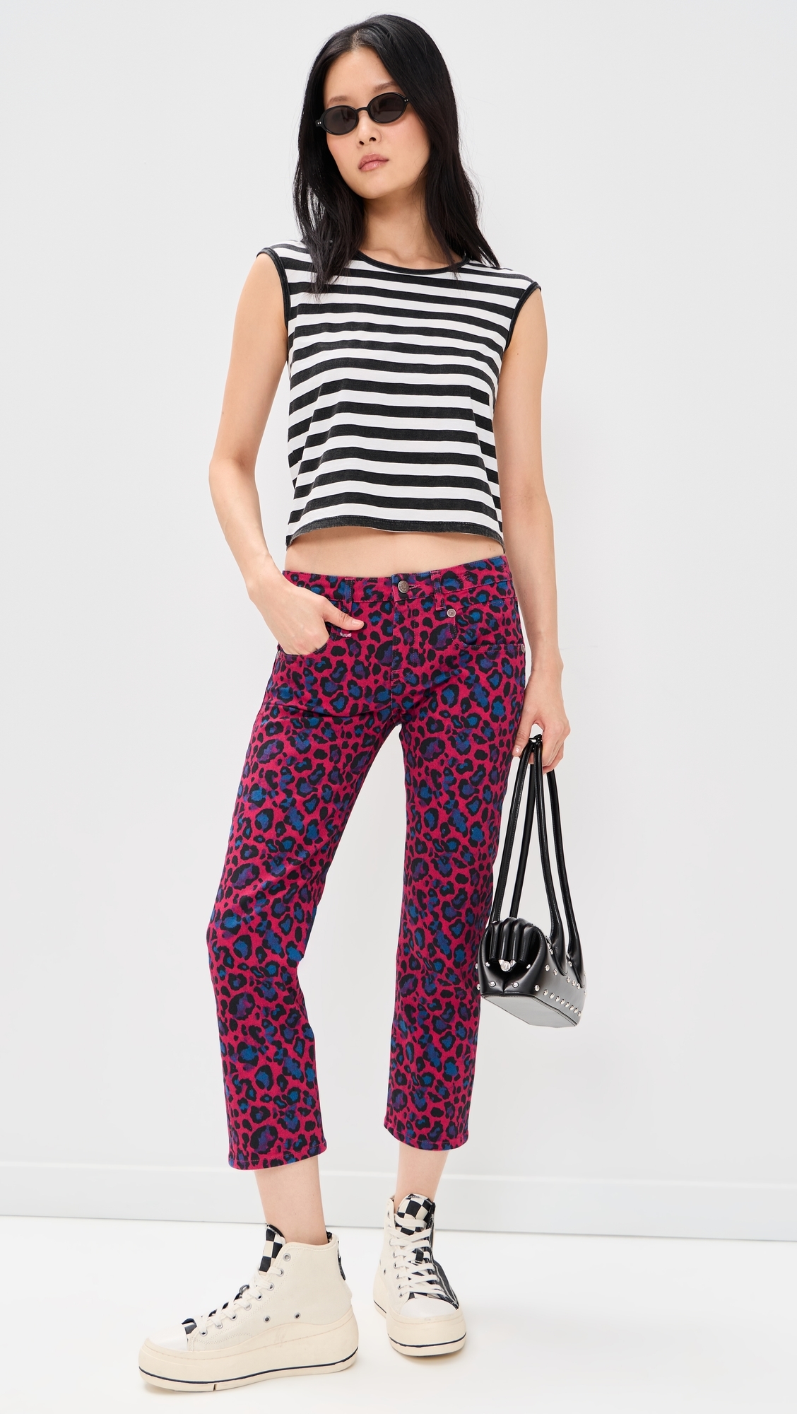 Pink Leopard Straight Jeans Fuchsia Leopard