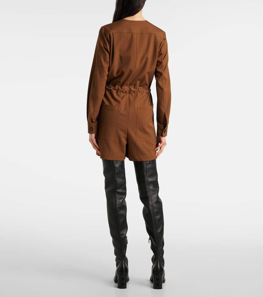 Max Mara Maine belted wool gabardine playsuit