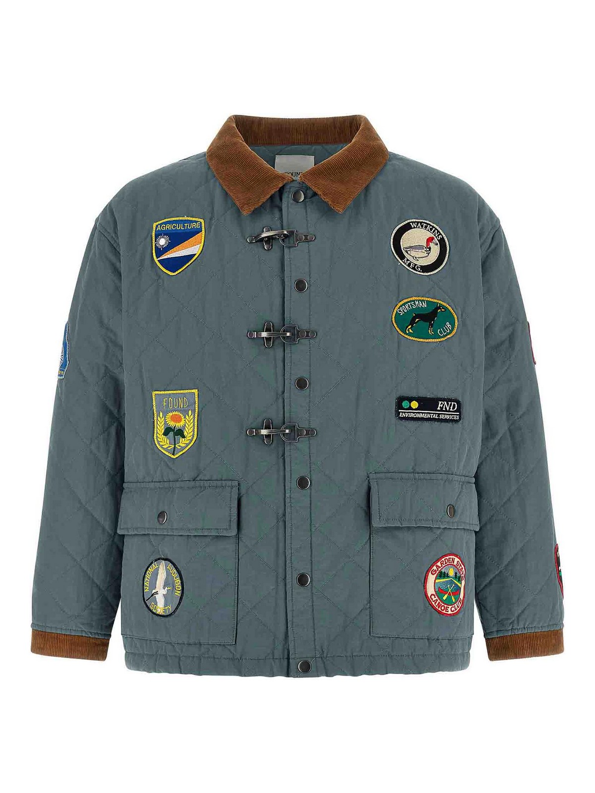 Farmstead Quilt Patch Jacket Blue Cotton Down Jacket, Parka, Casual - Men